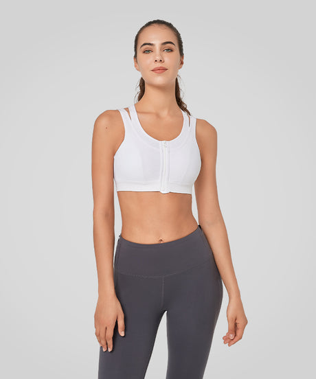 Enfold Zip Mesh Racerback Vadderad Löpar-BH | Sport-BH med Högt Stöd för Damer