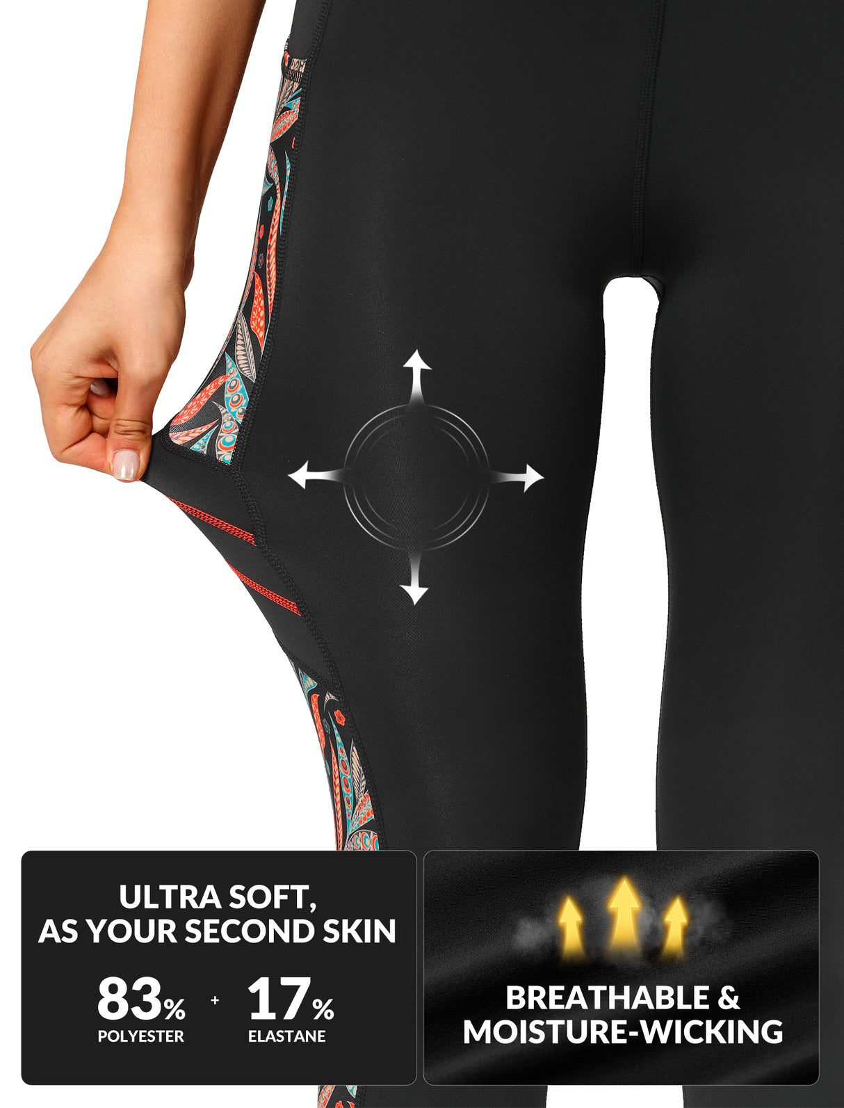 Leggings de running Echo de cintura alta con estampado de 66 cm | Leggings de alta sujeción para mujer