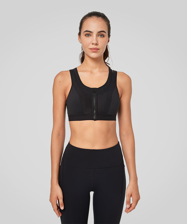 Enfold Zip Mesh Racerback Vadderad Löpar-BH | Sport-BH med Högt Stöd för Damer