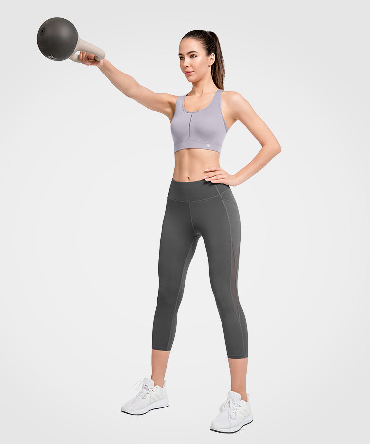 Echo Mesh Strappy Padded Running Bra | Women's High Support Sports Bra