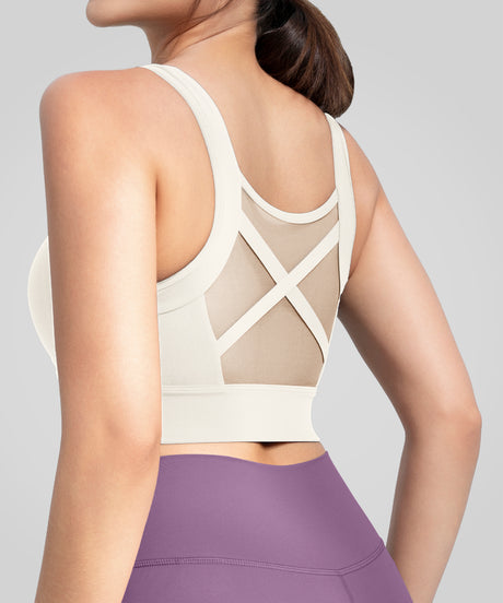 Anywhere Square Neckline Cross-back Mesh Yoga Bra| Women's Light Support Sports Bra