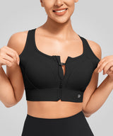 Power Zip Front Key Hole Back Sports Bra | Women's High Support Sports Bra