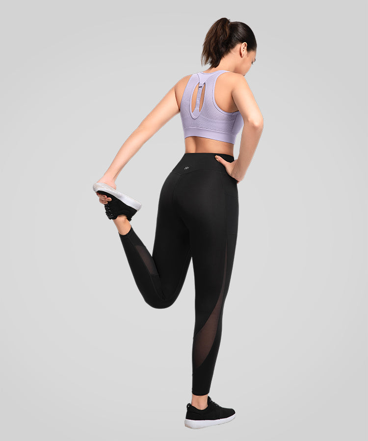 Power Back Adjustable Mesh Running Bra | Women's High Support Sports Bra Purple