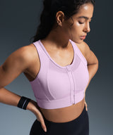 Sculpt Zip Mesh Racerback Padded Running Bra | Women's High Support Sports Bra