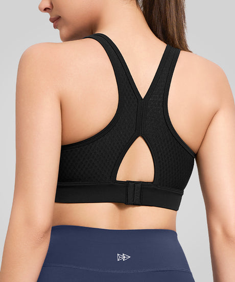 Atmungsaktiver Power Butterfly Back Mesh-Lauf-BH | Sport-BH mit starkem Halt für Damen