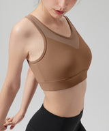 Power Front Sheer Mesh H-Back Sports Bra| Women's High Support Sports Bra