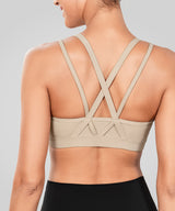 Echo Long Double Cross Straps Padded Yoga Bra | Women's Light Support Sports Bra