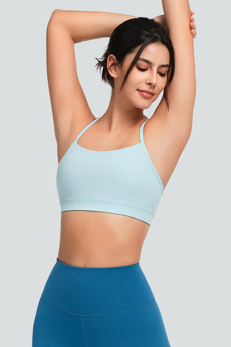 Reggiseno yoga imbottito con scollo a barchetta e spalline sottili Anywhere | Reggiseno sportivo con supporto leggero da donna