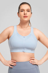 Reggiseno da corsa imbottito con cerniera frontale in rete Jacquard Echo | Reggiseno sportivo ad alto sostegno da donna