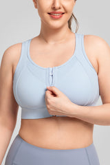Reggiseno da corsa imbottito con cerniera frontale in rete Jacquard Echo | Reggiseno sportivo ad alto sostegno da donna