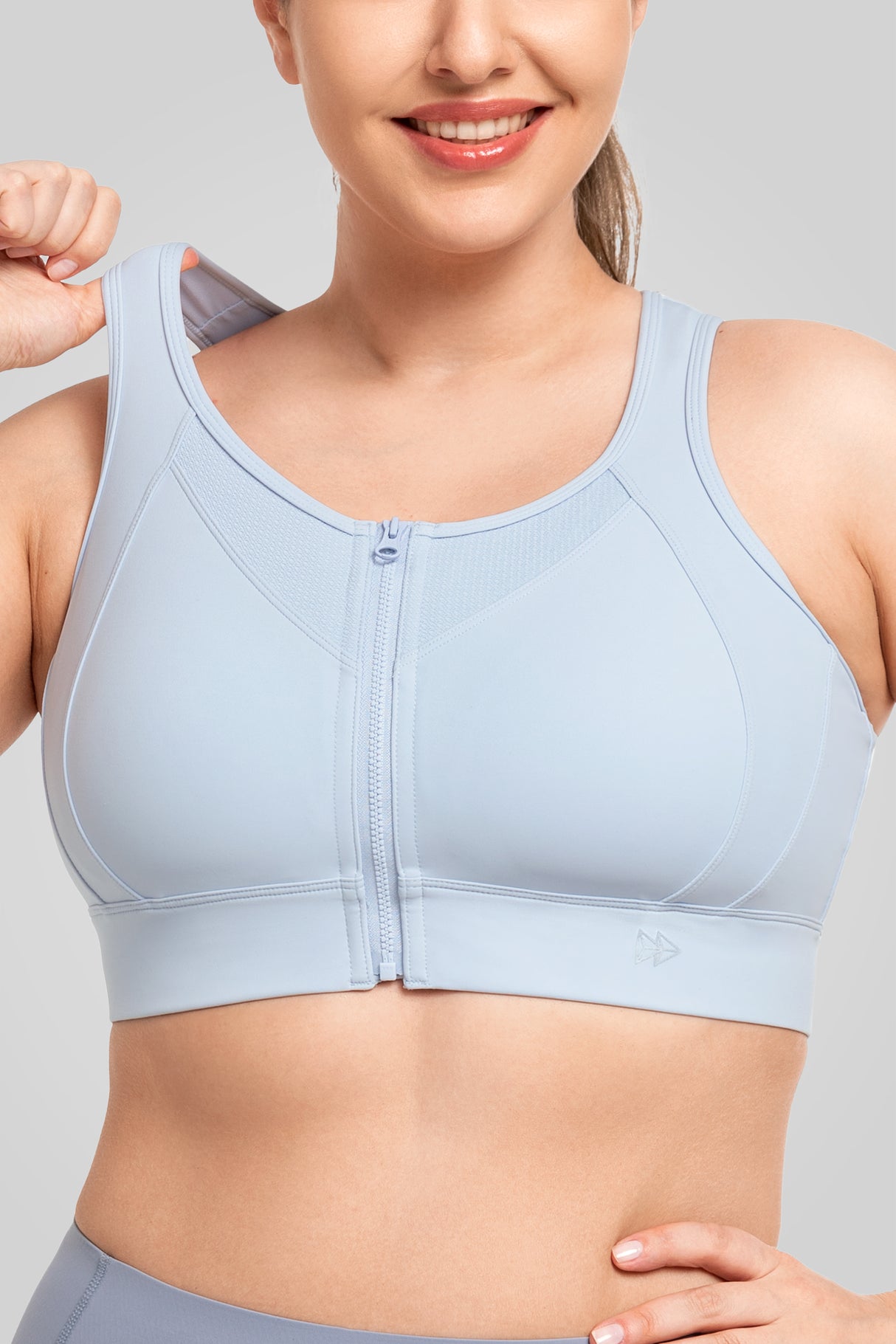 Reggiseno da corsa imbottito con cerniera frontale in rete Jacquard Echo | Reggiseno sportivo ad alto sostegno da donna