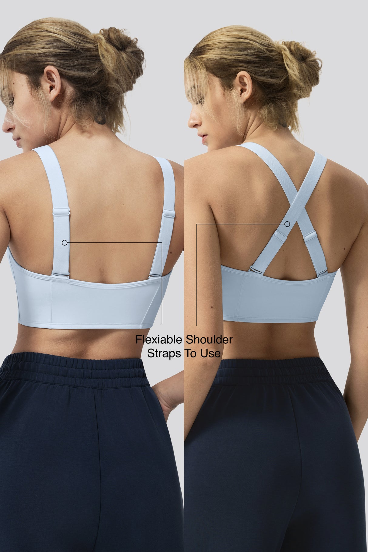 Justerbar sport-bh med Power Zip och framsida | Sport-bh med högt stöd för kvinnor