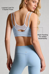 Anywhere™ Double Straps Removable Cups Mesh Yoga Bra | Women's Light Support Sports Bra