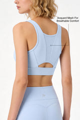 Power™ Front-Zip Jacquard Mesh Longline Sports Bra | High-Impact Support for Running, HIIT & Training