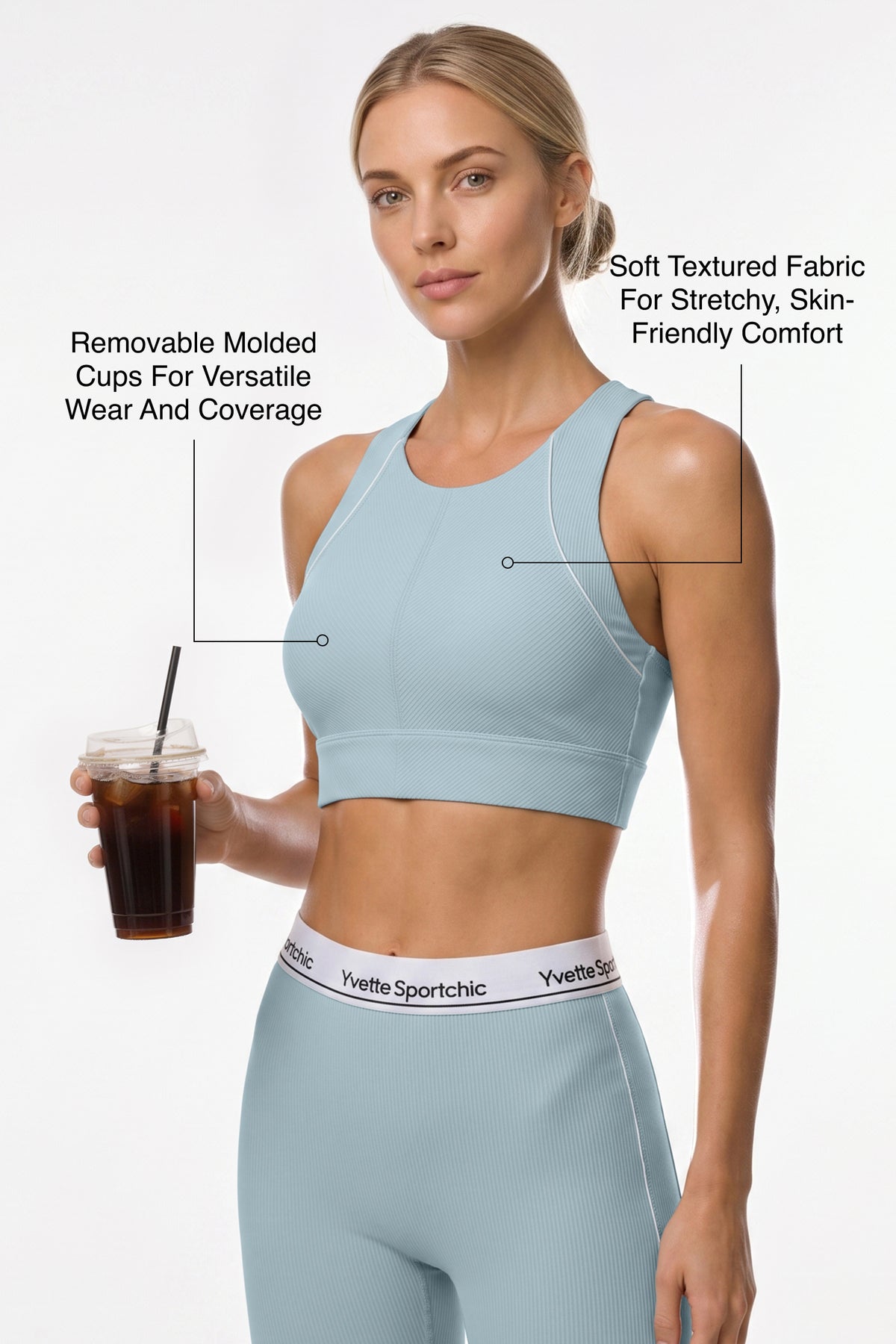 Anywhere™ Removable Cups Racerback Longline Light Support Bra | Women's Light Support Sports Bra Best For Yoga, HIIT