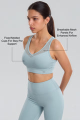 Shift™ Adjustable Straps Breathable Mesh High Support Sports Bra | High Support Bra With Adjustable Bounce-Control Support for Running, HIIT & Training