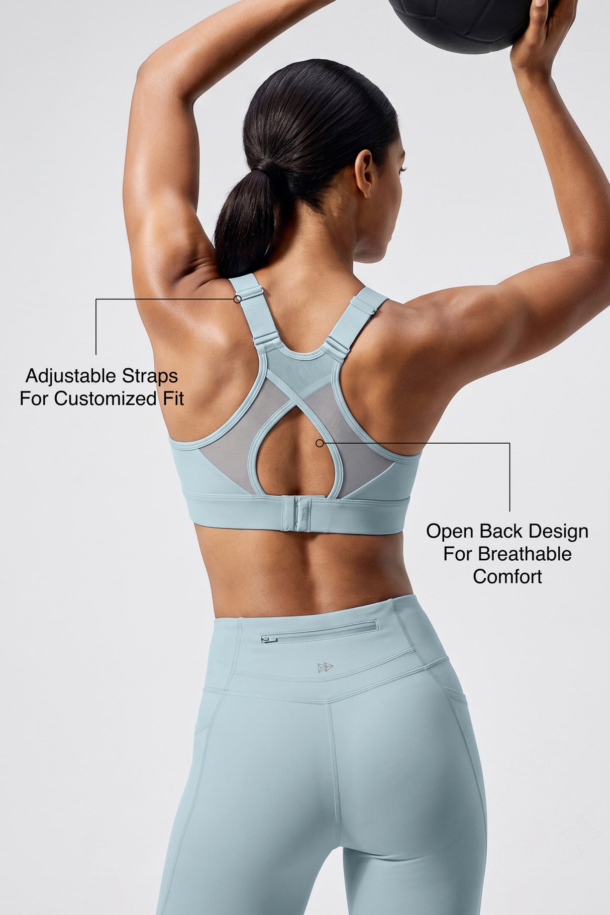 Shift™ Adjustable Straps Breathable Mesh High Support Sports Bra | High Support Bra With Adjustable Bounce-Control Support for Running, HIIT & Training