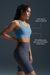 Enfold Zip Mesh Vadderad Löpar-BH | Sport-BH med Högt Stöd för Damer (Plus Size)