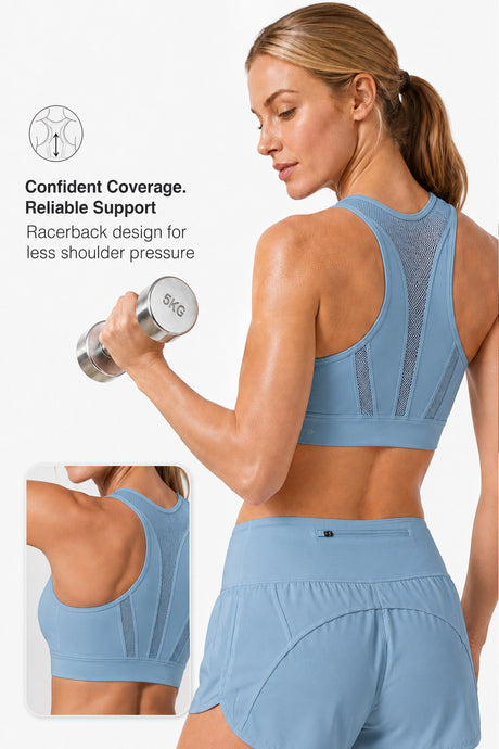 Enfold Zip Mesh gepolsterter Lauf-BH | Damen-Sport-BH mit starker Unterstützung (Übergröße)