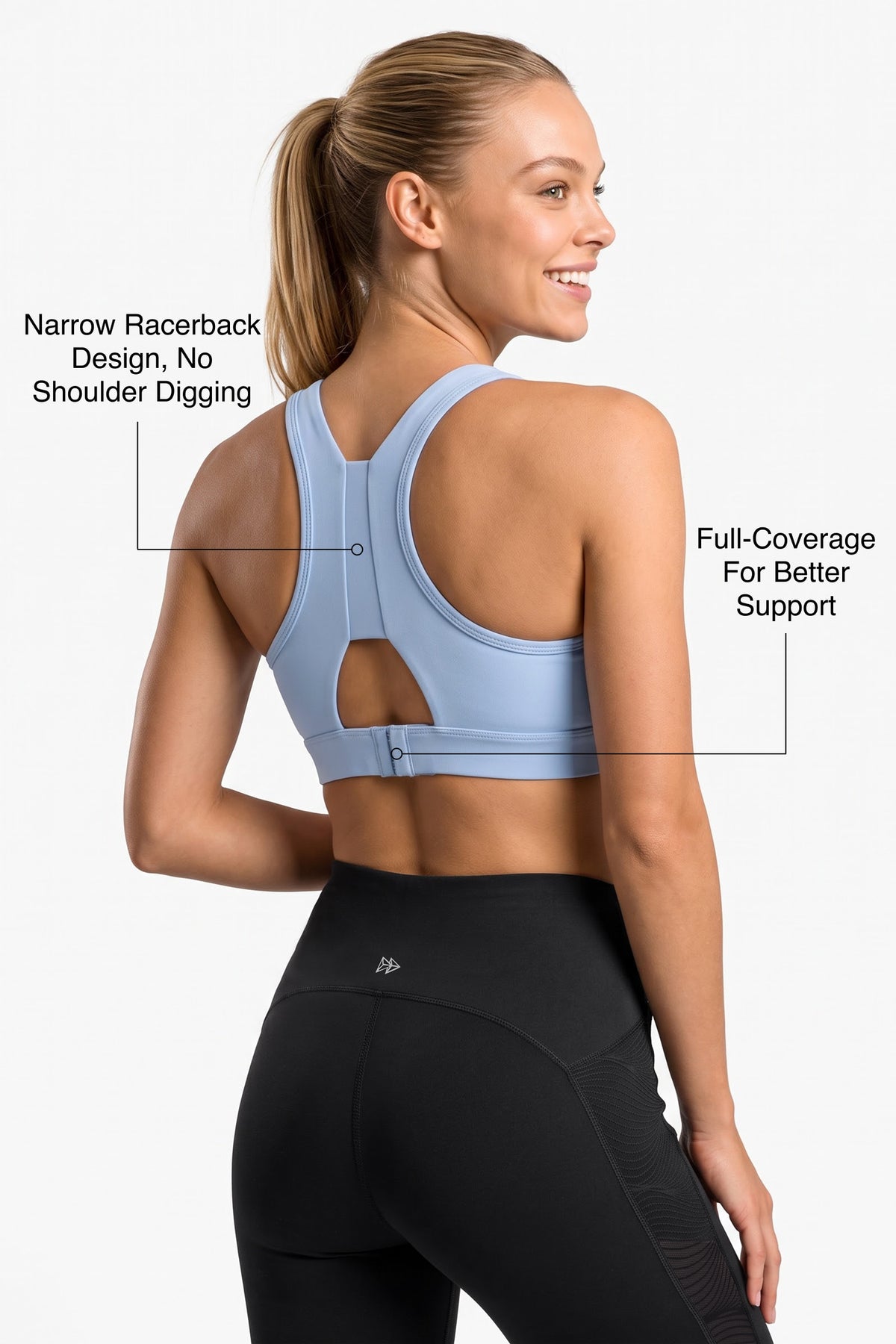 Power™ V-Neck High-Support Racerback Sports Bra | Women's High Support Sports Bra Best For Yoga, HIIT