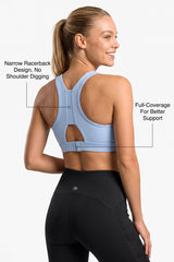 Power™ V-Neck High-Support Racerback Sports Bra | Women's High Support Sports Bra Best For Yoga, HIIT