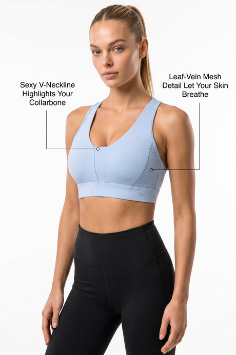 Power™ V-Neck High-Support Racerback Sports Bra | Women's High Support Sports Bra Best For Yoga, HIIT - image 3