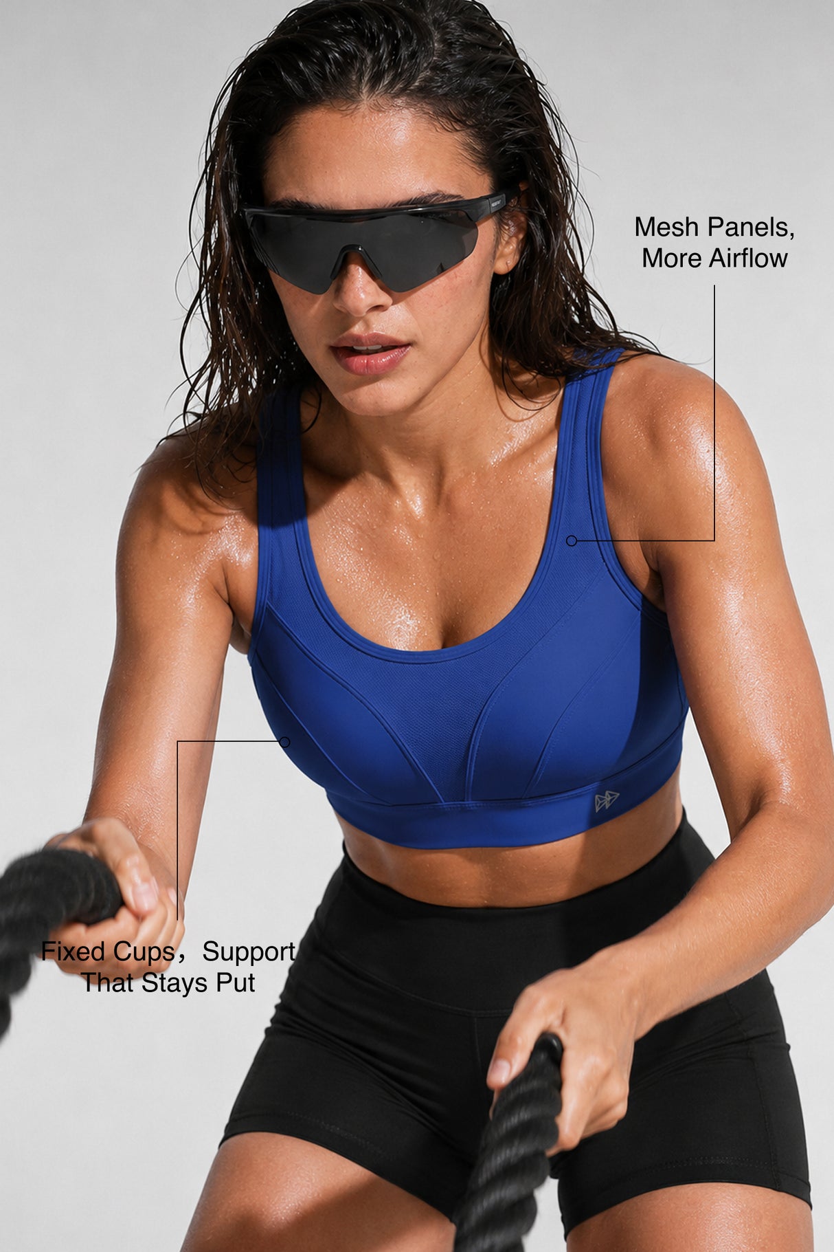Sujetador deportivo acolchado Power Adjustable Enhance | Sujetador deportivo de sujeción media para mujer
