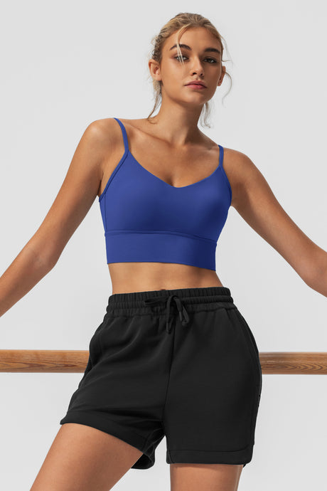 Echo Yoga-BH mit V-Ausschnitt, gerippt, gepolstert | Sport-BH mit leichter Unterstützung für Damen