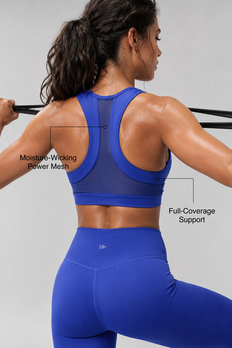 Reggiseno da corsa imbottito con schiena incrociata in rete e cerniera frontale Enfold | Reggiseno sportivo ad alto sostegno da donna