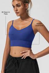 Echo™ V-Neck Ribbed Padded Yoga Bra | Women's Light Support Sports Bra