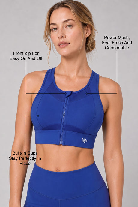 Sculpt™ Zip Front Breathable Racerback High Support Running Bra | Women's High Support Sports Bra