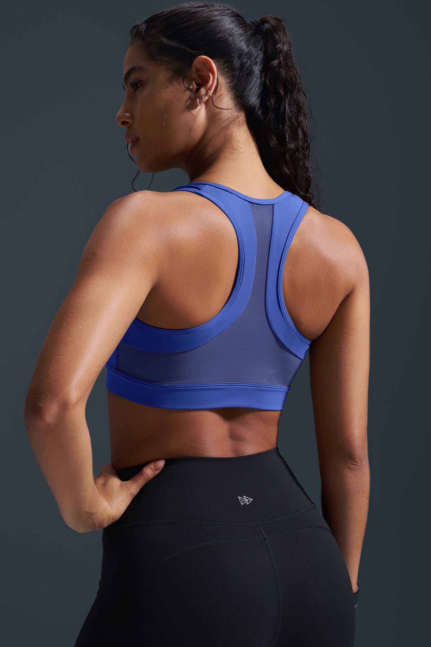 Reggiseno da corsa imbottito con schiena incrociata in rete e cerniera frontale Enfold | Reggiseno sportivo ad alto sostegno da donna