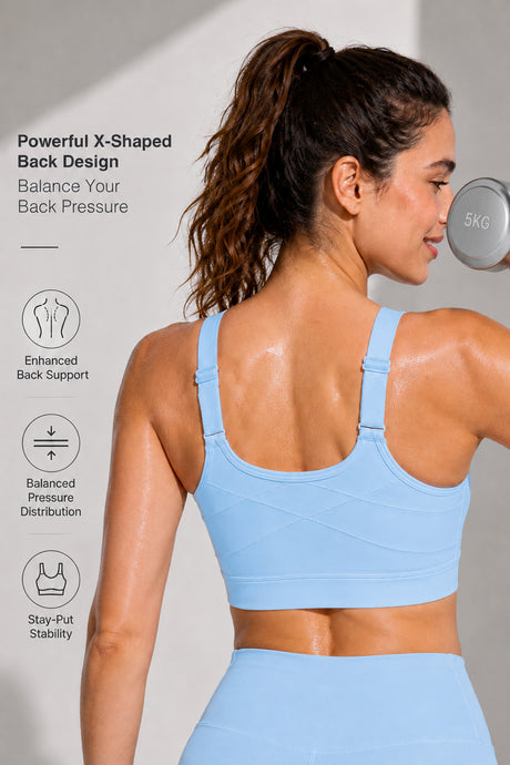 Power Zip Verstellbare Träger Gepolsterter Lauf-BH | Damen Sport-BH mit starkem Halt