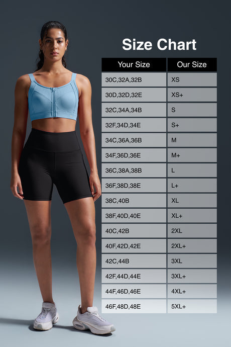 Reggiseno da corsa imbottito con spalline regolabili Power Zip | Reggiseno sportivo ad alto sostegno da donna (taglie forti)