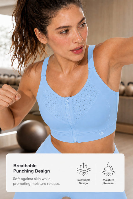 Power Zip Verstellbare Träger Gepolsterter Lauf-BH | Damen Sport-BH mit starkem Halt