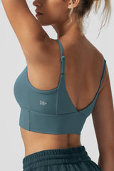 Reggiseno yoga imbottito a coste con scollo a V Echo | Reggiseno sportivo leggero da donna