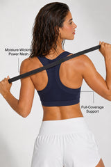 Enfold™ Zip Front Breathable Racerback High Impact Running Bra | Women's High Support Sports Bra
