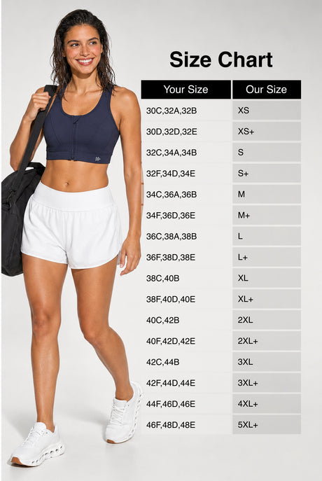 Enfold™ Zip Front Breathable Racerback High Impact Running Bra | Women's High Support Sports Bra