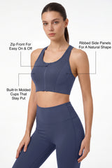 Echo™ Zip Front Air Flow Mesh Full Coverage High Support Sports Bra | Women's High Support Sports Bra