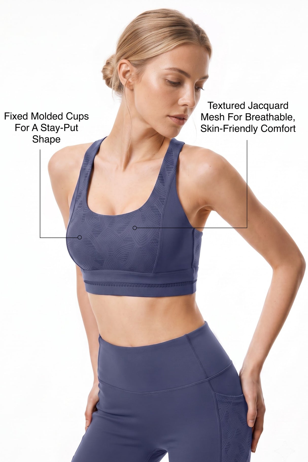 Anywhere™ Cross-Back Texture Mesh Light Support Sports Bra | Women's Light Support Sports Bra Best For Yoga, HIIT