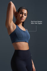 Enfold™ Zip Front Breathable Racerback High Impact Running Bra | Women's High Support Sports Bra