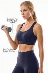 Power™ Adjustable Crisscross Straps With Mesh Sports Bra | High Support  for Running, HIIT & Training