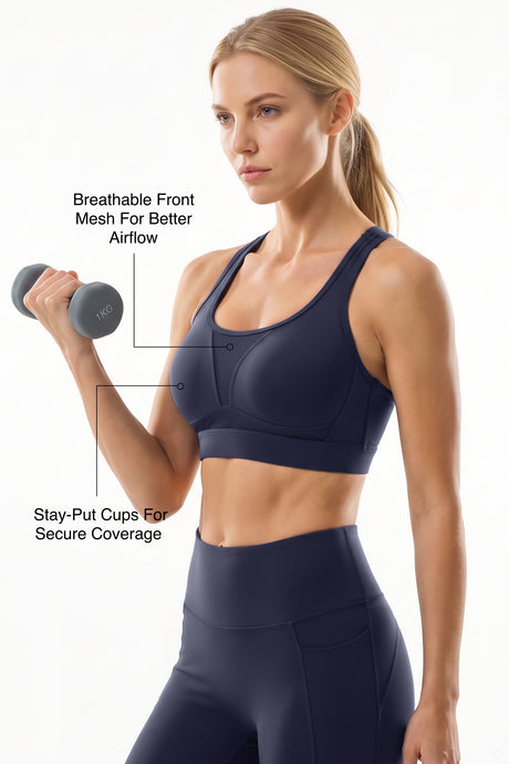 Power™ Adjustable Crisscross Straps With Mesh Sports Bra | High Support  for Running, HIIT & Training