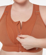 Power Zip verstellbarer Mesh Racerback gepolsterter Lauf-BH | Damen Sport-BH mit starker Unterstützung