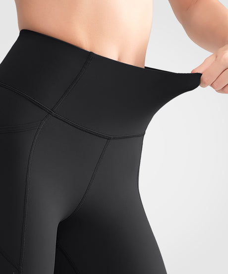 Echo biker shorts med hög midja, fickor och sidoperforering 20 cm | Damsportshorts med högt stöd