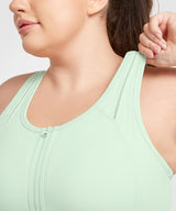Echo Jacquard Perforated Zip Front Padded Running Bra | Damen Sport-BH mit starkem Halt