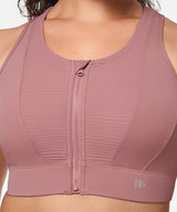 Reggiseno da corsa imbottito Echo Zipper Mesh Racerback | Reggiseno sportivo ad alto sostegno da donna