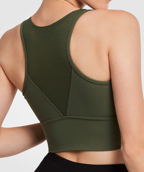 Shift Rund Urringning Lång Mesh Vadderad Yoga-BH | Sport-BH med Lätt Stöd för Damer