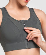Echo Front Zip Perforated Breathable Padded Running Bra | Women's High Support Sports Bra