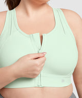 Echo Jacquard Perforated Zip Front Padded Running Bra | Damen Sport-BH mit starkem Halt
